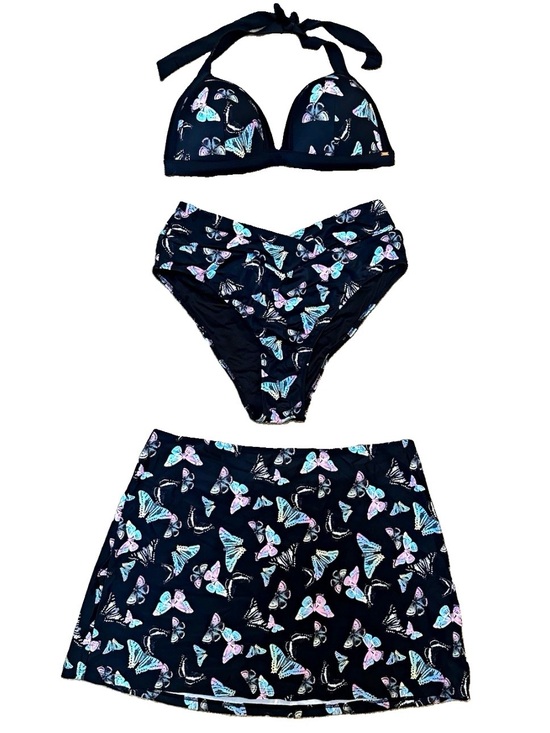 PINK Victoria's Secret Other - VS PINK Butterfly Push-Up Halter High V-Waist Cheeky Bikini Set W/Skirt L/XL